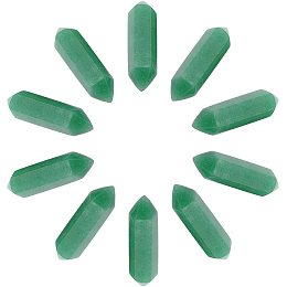 SUNNYCLUE 1 Box 10Pcs Green Aventurine Crystal Point Hexagonal Quartz Healing Chakra Faceted Gemstone Pointed Bullet Stones Wands Carved for Jewelry Making DIY Necklace Riki Balancing Meditation