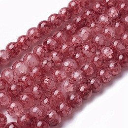 Honeyhandy Spray Painted Glass Beads Strands, Round, Indian Red, 8~8.5mm, Hole: 1.5mm, about 100pcs/strand, 31.1 inch(79cm)