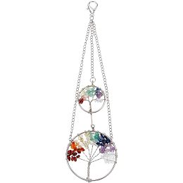 Arricraft 1 Pc Tree of Life Hanging Ornament, Feng Shui Hanging Ornament Chakra Stones Wall Decor Window Hanger Indoor Decoration for Window Home Decor Car Charms