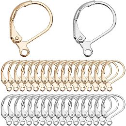 SUNNYCLUE 1 Box 60Pcs Real 18k Gold Plated & 925 Sterling Silver Plated Leverback Earring Findings Lever Back Hooks Frech Leverback Earwires Leverback Earring Hooks for Jewelry Making Accessories DIY