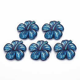 Honeyhandy 3D Printed Acrylic Pendants, Flower, Steel Blue, 36.5x39x6mm, Hole: 1.6mm