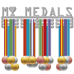 CREATCABIN My Medals Medal Holder Sport Display Stand Wall Mount Hanger Rack Decor Stainless Steel Hanging for Athlete Home Badge Medalist Trophy Winner Storage Over 60 Medals 15.7 x 4.6 Inch