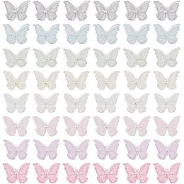 FINGERINSPIRE 48 PCS 8 Colors Butterfly Lace Patches Double Layered 3D Butterfly Organza Patches with Imitation Pearl Butterfly Sewing Embroidery DIY Patches for Party Wedding Bridal Dress Decoration