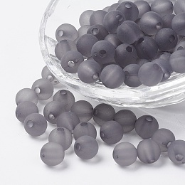 Honeyhandy Transparent Acrylic Beads, Round, Frosted, Gray, 6mm, Hole: 1.8mm, about 4000pcs/500g