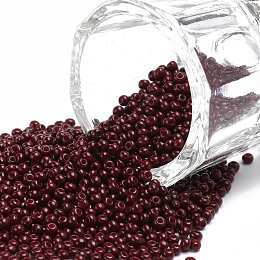 Honeyhandy 11/0 Grade A Round Glass Seed Beads, Baking Paint, Dark Red, 2.3x1.5mm, Hole: 1mm, about 48500pcs/pound