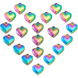 DICOSMETIC 20Pcs Tiny Heart Pendants Stainless Steel Love Heart Charms Pendant Rainbow Color Thick Jewelry Making Charms for DIY Necklace Bracelet Jewelry Making Craft, Hole: 1mm