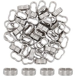 UNICRAFTALE 60pcs 6x12mm 201 Stainless Steel Slide Charm Two Large Hole Slider Loose Beads Connector Leather Wristband Locking Clips Spacer Beads for Leather Cord Bracelets Jewelry Making