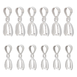 BENECREAT 12 Pcs 925 Sterling Silver Pendant Clips, 13.5/16mm Sterling Silver Pendant Clips, 2 Styles Sterling Silver Clip Connectors for Jewellery Making Handmade Beading Accessories