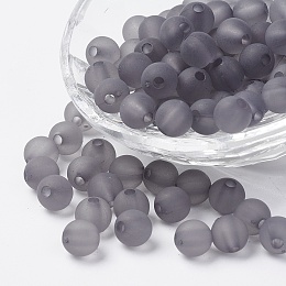 Honeyhandy Transparent Acrylic Beads, Round, Frosted, Gray, 10mm, Hole: 2mm