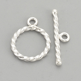 Honeyhandy Sterling Silver Toggle Clasps, with 925 Stamp, Ring, Silver, 16x12x1.5mm, Hole: 1.5mm