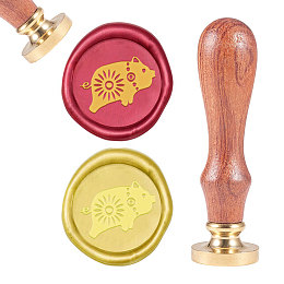 CRASPIRE Brass Wax Seal Stamp, with Natural Rosewood Handle, for DIY Scrapbooking, Animal Pattern, Stamp: 25mm, Handle: 83x22mm; Head: 7.5mm