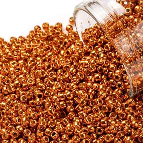 Honeyhandy TOHO Round Seed Beads, Japanese Seed Beads, (PF562) Permafinish Opaque Galvanized Saffron, 11/0, 2.2mm, Hole: 0.8mm, about 1103pcs/10g