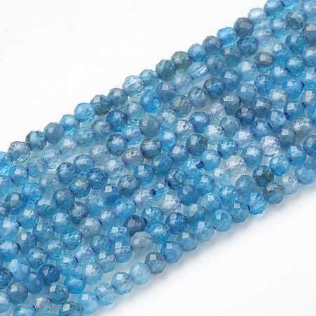 ARRICRAFT Natural Apatite Beads Strands, Faceted Round, 3mm, Hole: 0.5mm, about 138pcs/strand, 15.5 inches