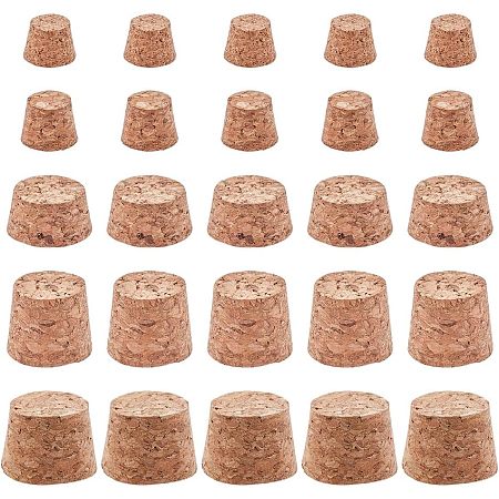 GORGECRAFT 50PCS 5 Sizes Cork Bottle Stoppers Tapered Cork Plugs 0.4 to 0.8 Inch Diameter Wooden Wine Bottle Cork Lids Natural Soft Wood Replacement Accessories for Wine Beer Bottle Glass