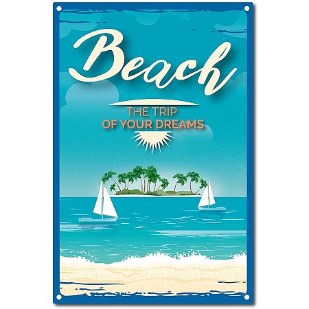 CREATCABIN Vintage Metal Tin Sign Beach The Trip of Your Dreams Funny Retro Signs for Cafes Bars Pubs Shop Wall Decor, 8 x 12 Inch