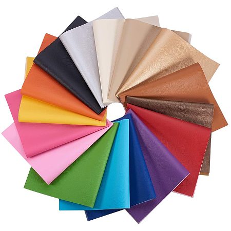 BENECREAT 16 Packs Mixed Color Faux Leather Sheet Litchi Pattern Waterproof Synthetic Leather for Dressing Sewing Crafting DIY Projects