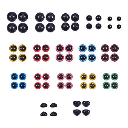 PandaHall Elite 8-18mm 360pcs 6 Assorted Color Safety Eyes Craft Eyes with Washers and 50pcs 2 Sizes Black Safety Noses for Teddy Bear Doll Animal Puppet Plush Animal