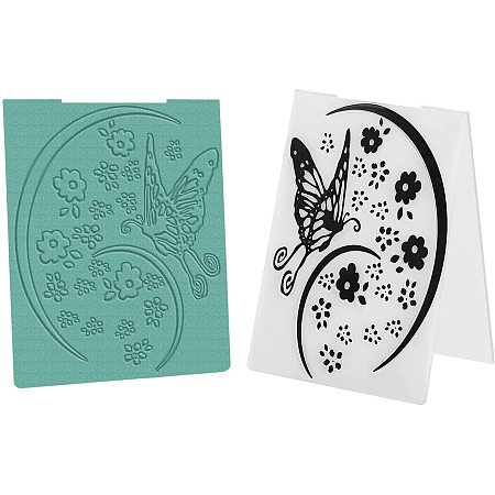 GOLBLELAND 2 Pcs Butterfly Plastic Embossing Folders DIY Plastic Template Craft Card Making for Handcraft Photo Album Decoration, 5.83 x 4.13 Inches