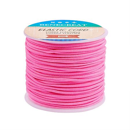 BENECREAT 2mm 55 Yards Elastic Cord Beading Stretch Thread Fabric Crafting Cord for Jewelry Craft Making (Flamingo)