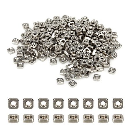 SUPERFINDINGS About 220Pcs Stainless Steel M3 Square Nuts Square Thin Nuts 5.4mm Insert Nut for Lock Washers,Hole: 2.5mm