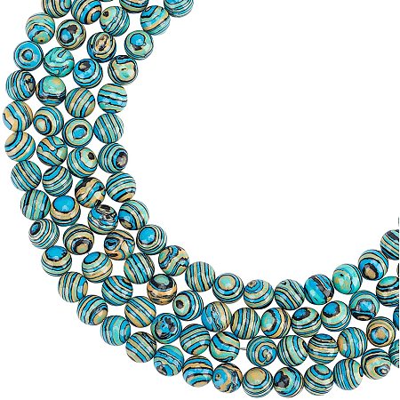 Arricraft About 184 Pcs 8mm Round Stone Beads, Synthetic Malachite Beads, Gemstone Loose Beads for Bracelet Necklace Jewelry Making (Hole: 1mm)