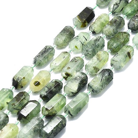Natural Prehnite Beads Strands, Faceted, Double Terminated Pointed/Bullet, 25~27x13~15x12~13mm, Hole: 1.2mm, about 12~13pcs/strand, 15.35 inch(39cm)