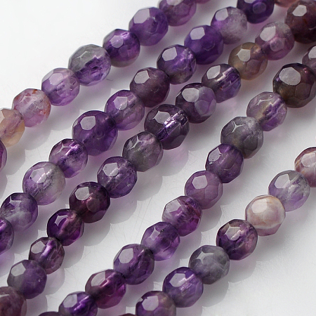 Honeyhandy Gemstone Strands, Faceted(64 Facets) Round, Amethyst, Bead: about 4mm in diameter, hole: 0.8mm, 15 inch, 93pcs/strand