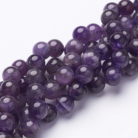 Honeyhandy Round Amethyst Beads Strands, about 10mm in diameter, hole: 1mm, about 40pcs/strand, 15.5 inch