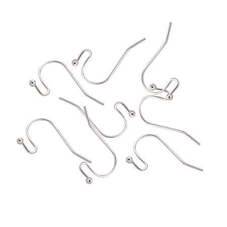 NBEADS 2000pcs Brass Hook Earwire, Lead Free & Cadmium Free & Nickel Free, Platinum, About 11mm Wide, 22mm Long, 0.75mm Thick