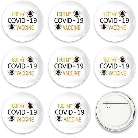 GLOBLELAND 9 Pcs Vaccine Button Pins I Got Vaccinated Bee Pattern for Men's/Women's Brooches or Doctors, Nurses, Hospitals, 2-1/4 Inch
