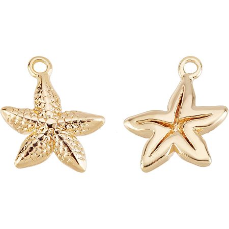 BENECREAT 40Pcs Brass Charms 18K Gold Plated Starfish Ocean Charms Pendants for DIY Jewelry Making