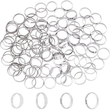 UNICRAFTALE About 120pcs 4 Sizes Adjustable Stainless Steel Plain Band Rings Finger Stackable Rings Set Knuckle Tail Ring Stainless Steel Color 16-18mm Inner Diameter