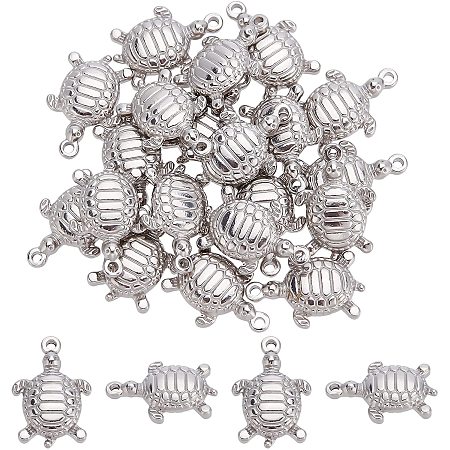 UNICRAFTALE 20pcs Turtle Pendant Stainless Steel Pendants Memorial Pendant Sea Pendant for DIY Jewelry Making 1.5mm Hole Stainless Steel Color