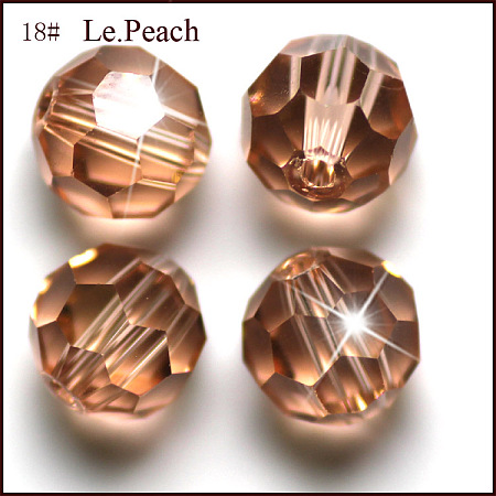 Honeyhandy Imitation Austrian Crystal Beads, Grade AAA, Faceted, Round, PeachPuff, 10mm, Hole: 0.9~1mm