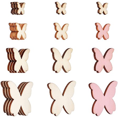 GORGECRAFT 4 Sizes 200PCS Unfinished Wooden Butterfly Blank Wood Butterfly Crafts Cutouts Paint Pieces DIY Butterfly Shaped Slices for Home Decoration Craft Project