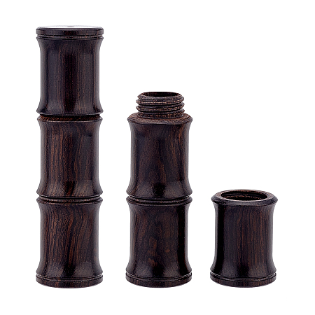 CHGCRAFT Ebony Wood Big Pendants, Half Drilled, with Screw Cap, Undyed, Bamboo Stick Charm, Black, 61x16mm, Hole: 1.6mm