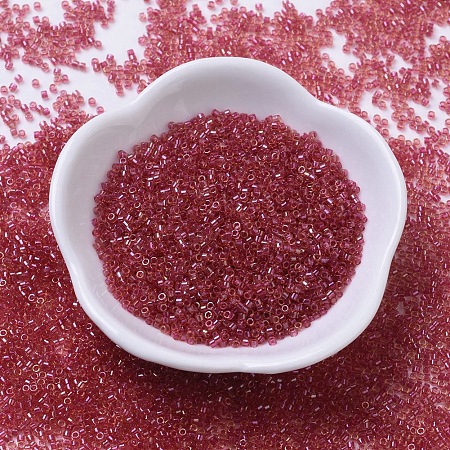 MIYUKI Delica Beads, Cylinder, Japanese Seed Beads, 11/0, (DB0062) Light Cranberry Lined Topaz Luster, 1.3x1.6mm, Hole: 0.8mm; about 2000pcs/10g