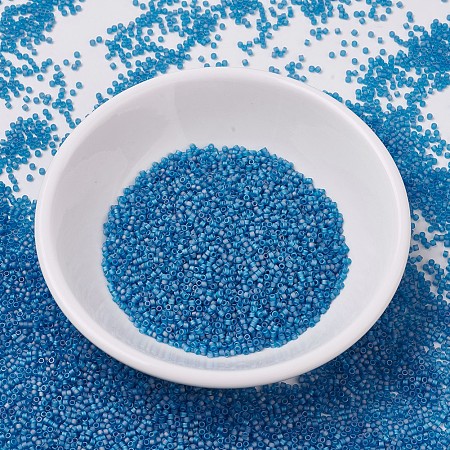 MIYUKI Delica Beads, Cylinder, Japanese Seed Beads, 11/0, (DB0862) Matte Transparent Capri Blue AB, 1.3x1.6mm, Hole: 0.8mm; about 2000pcs/10g
