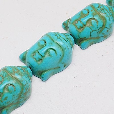 Arricraft Synthetic Turquoise Beads, Dyed, Buddha, Turquoise, 29x20x13mm, Hole: 1mm