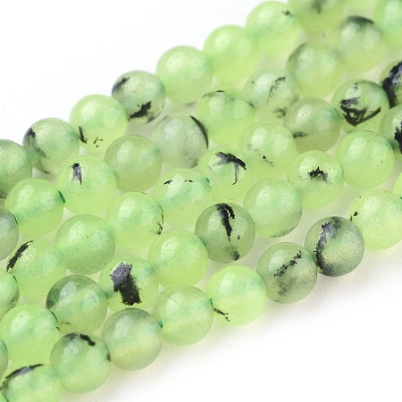 Arricraft Natural Prehnite Beads Strands, Round, 4mm, Hole: 0.8mm, about 101pcs/strand, 15.7 inches(40cm)