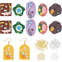 OLYCRAFT 92pcs 3D Printed Earring Making Kits Cute Acrylic Pendants Acrylic Earrings Set 3D Printed Charm with Earring Hooks and Jump Rings for Earrings Jewelry Making - 6 Styles