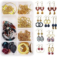 SUNNYCLUE 1 Box DIY Make 8 Pairs Teardrop Resin Dangle Earring Making Kits Flat Round Heart Charms Pendants Glass Pearl Beads with Jump Rings & Earring Hooks for Adults DIY Earring Jewellery Making
