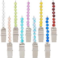 GOMAKERER 9 Pcs Credit Card Pullers, 9 Colors Debit Bank Card Grabber with Alligator Clips Iron ATM Card Clip with Glass Beads for Long Nails Touchless