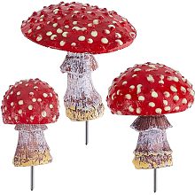 GORGECRAFT 3PCS Garden Red Mushroom Decor Glowing Mushrooms Statue in The Garden at Night Yard Pathway Landscape Lawn Halloween Christmas Decorations Plant Pots Accessories Outdoor