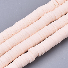 Honeyhandy Handmade Polymer Clay Beads Strands, for DIY Jewelry Crafts Supplies, Heishi Beads, Disc/Flat Round, Misty Rose, 6x0.5~1mm, Hole: 1.8mm, about 290~320pcs/strand, 15.75 inch~16.14 inch(40~41cm)