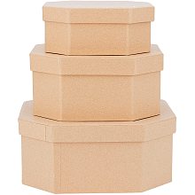 BENECREAT 3PCS Mixed Size Octagon Paper Mache Box Cardboard Jewelry Boxes with Round Angles for Bridesmaid Gifts, Necklace, Earrings, Bracelets