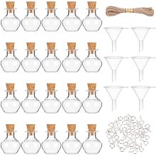 DICOSMETIC Small Glass Cork Bottles Ornament Making Kit 20Pcs Round Glass Wishing Bottles 40Pcs Iron Peg Bails 6Pcs Funnel Hopper and Jute Cord for Arts Crafts Decoration Party Favors