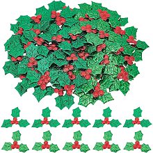 GORGECRAFT 2 Style 200PCS Christmas Applique Patches Artificial Holly Berry Iron on Embroidered Applique for Sewing DIY Craft Christmas Cloth Ornament