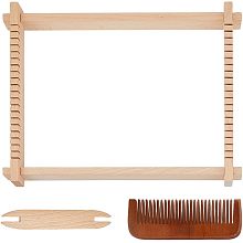 DICOSMETIC Wooden Loom Kit Rectangle Weaving Loom Frame Bamboo Knitting Loom Detachable Loom Crochet Hook with Comb Weave Board Knitting Accessories for Beginner Arts Crafts