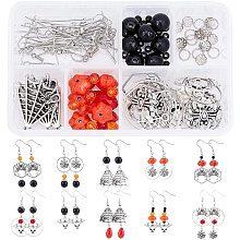 SUNNYCLUE 1 Box Make 10 Pairs Halloween Earrings Making Starter Kits Pumpkin Cobweb Spider Jewelry Dangles Charms Alloy Earring for Women Adults DIY Festival Earring Jewellery Making